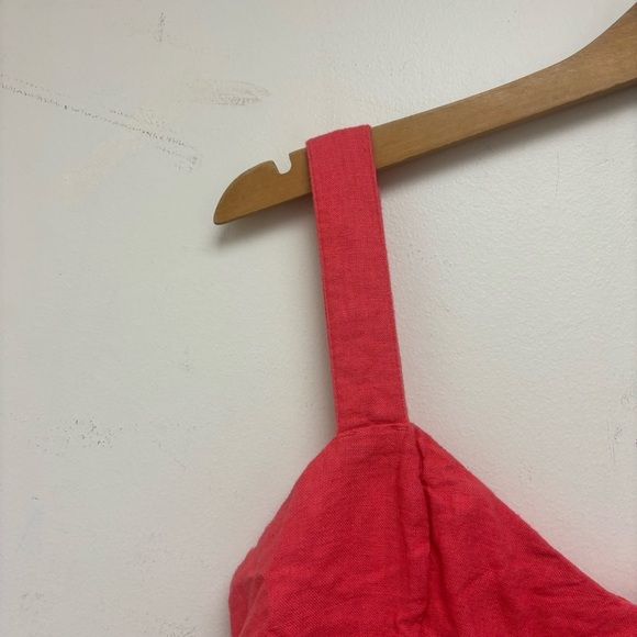 Abercrombie & Fitch Lace Up Linen Blend Crop Tank Top - Picture 2 of 9